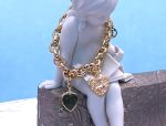 TAGLIAMONTE Designs (SH447B) 925SS/YGP Double Cameo Charm Bracelet *Hearts* Reg.$475