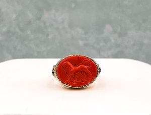 TAGLIAMONTE Designs (2197R) 925SS/YGP Cameo Ring*Lion*Size 9*Reg.$200