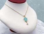 TAGLIAMONTE Designs (SH548-Aqua) 925SS/YGP Venetian Cameo Necklace *Sea Life Collection*Reg.$180