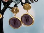 TAGLIAMONTE Designs (2081E) 925SS/YGP Venetian Cameo Earrings *Medusa, Pegasus*Reg.$280