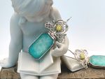 TAGLIAMONTE Designs (1120) 925SS/ 18K Cameo Earrings *Amazonite*Reg.$245