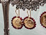 TAGLIAMONTE Designs (2061E,2062E) 925SS/YGP Cameo Earrings*Garnet*Choice*Reg.$230