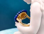 TAGLIAMONTE Designs (2152R) 925SS/YGP Cameo Ring*Lapis*Diana, Acteon*Size 7*Reg.$160