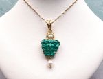 TAGLIAMONTE Designs (2164P) 925SS/YGP Malachite Cameo Pendant *Medusa*Reg.$250