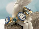 TAGLIAMONTE Designs (2110B) 925SS/YGP Porcelain Cameo Bracelet*Bl.Topaz*3Graces*Reg.$600