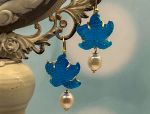 TAGLIAMONTE Designs (2076E) 925SS/YGP Venetian Cameo Earrings*Sea Life*Reg.$185