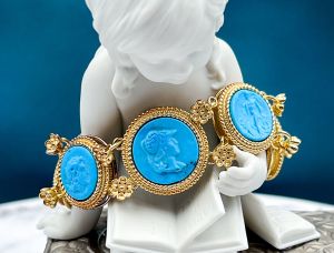 TAGLIAMONTE Designs (PN2720B) 925SS/YGP Magnesite Cameo Bracelet *Mythology*Reg.$850