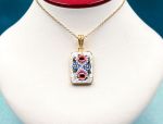 TAGLIAMONTE Designs (2158P) 925SS/YGP Micromosaic Pendant*Miosotis*Reg.$250