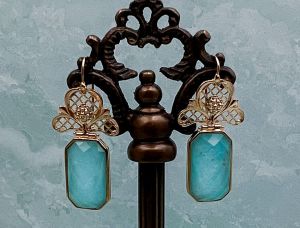 TAGLIAMONTE Designs (1874) 925SS/YGP Amazonite Earrings*Reg.$285