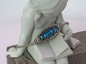 SAMUEL B *BJC* (58039B) 925SS Snake Link Bracelet *Blue Topaz*