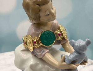 TAGLIAMONTE Design(2123B) 925 SS/YGP Venetian Cameo Bracelet *Rubies*Cupid,Medusa*Reg.$500