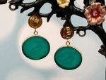 TAGLIAMONTE Designs (2079E) 925SS/YGP Venetian Cameo Earrings *Medusa, Pegasus*Reg.$280