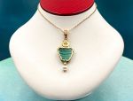 TAGLIAMONTE Designs (2165P) 925SS/YGP Malachite Cameo Pendant *Medusa*Reg.$250