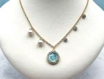 TAGLIAMONTE Designs (2140N) 925SS/YGP Intaglio Charm Necklace*Blue Topaz, Pearls*Busy Bee*Reg.$250