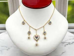 TAGLIAMONTE Designs (2196N) 925SS/YGP Micromosaic Necklace*Miosotis*Reg.$325