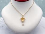 TAGLIAMONTE Designs (SH548-Amber) 925SS/YGP Venetian Cameo Necklace *Sea Life Collection*Reg.$180