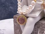 TAGLIAMONTE Designs (933-Lav) 925SS/YGP Venetian Intaglio Charm Bracelet *Pearl Strand*Reg.$160